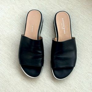 Patricia Grern Leather Slides. Black/Silver. Made in Spain. 39. Good Condition